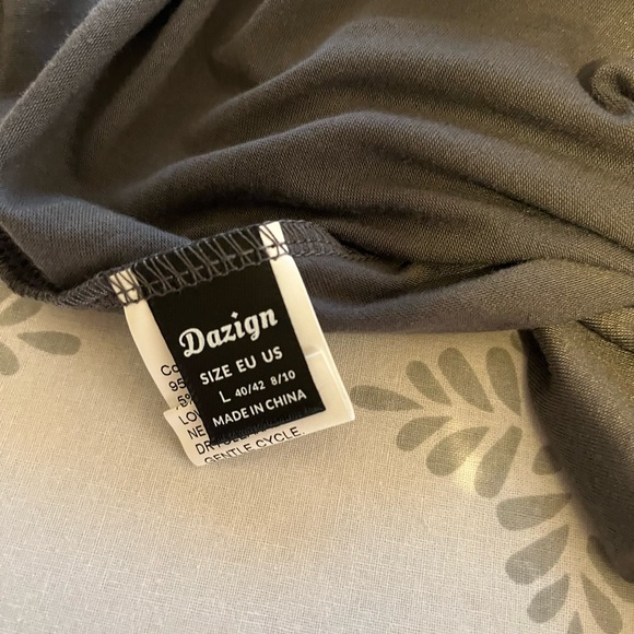 Off Shoulder Split Thigh Belted Dress Dark Grey Size L - Picture 6 of 7